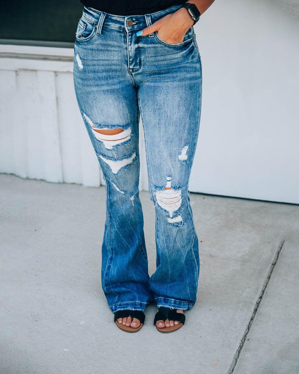 Mid-Rise Flare Jeans