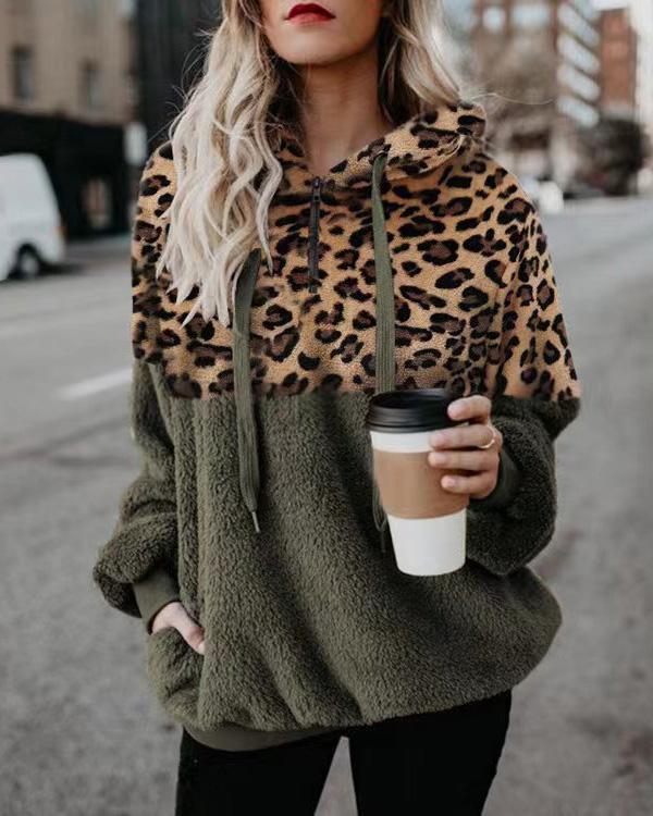 LEOPARD TEDDY HOODIE