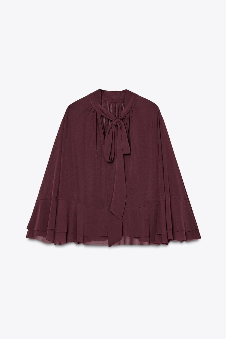 Ruffled Cape With Bow