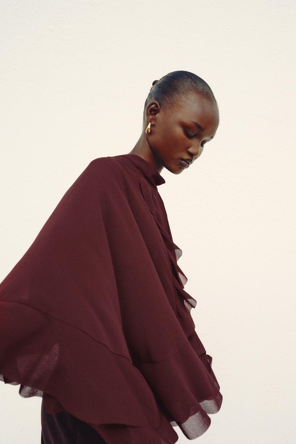 Ruffled Cape With Bow