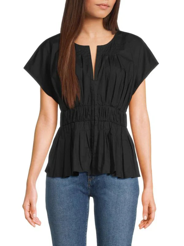 Splitneck Smocked Top