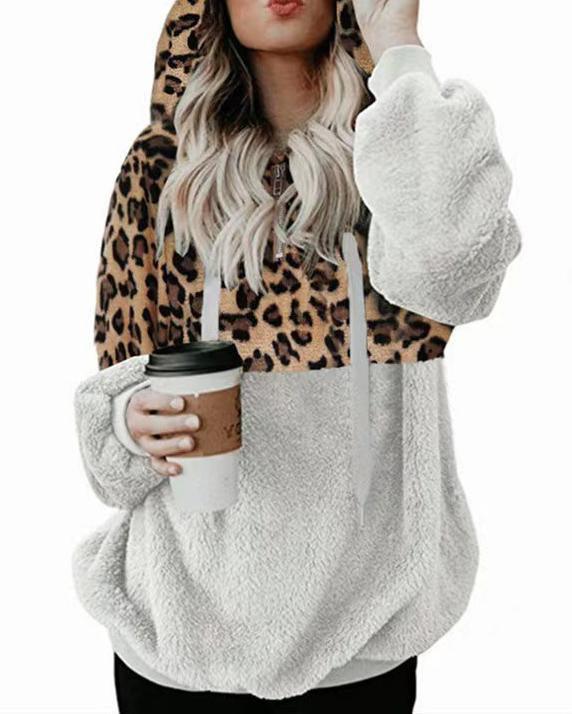 LEOPARD TEDDY HOODIE