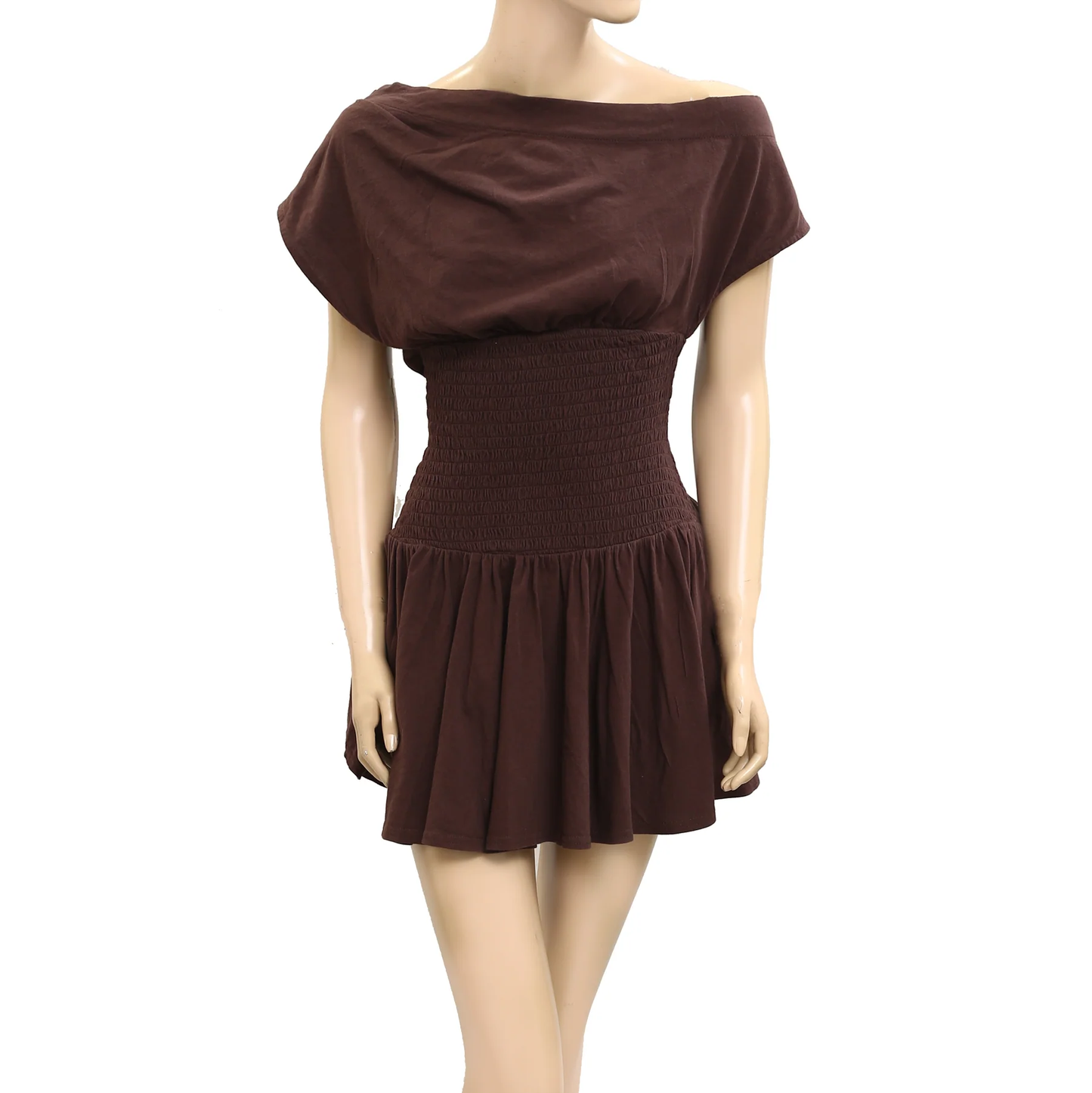 Mocha Breeze Off-Shoulder Dress