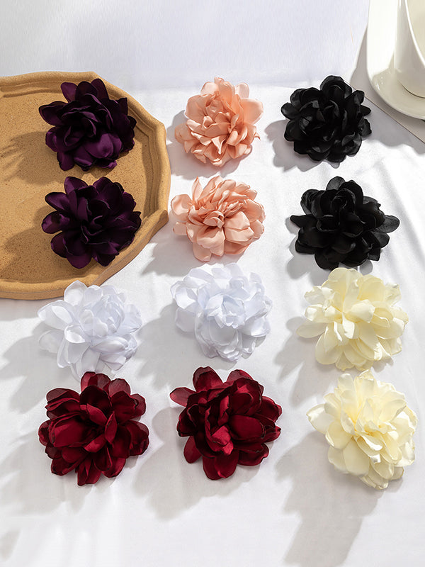 Solid Color Three-Dimensional Flower Drop Earrings