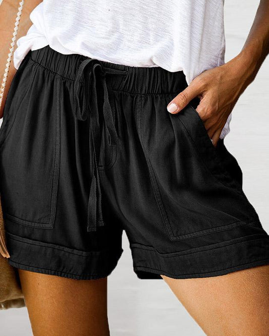 DRAWSTRING HIGH RISE SHORTS(9 COLORS)