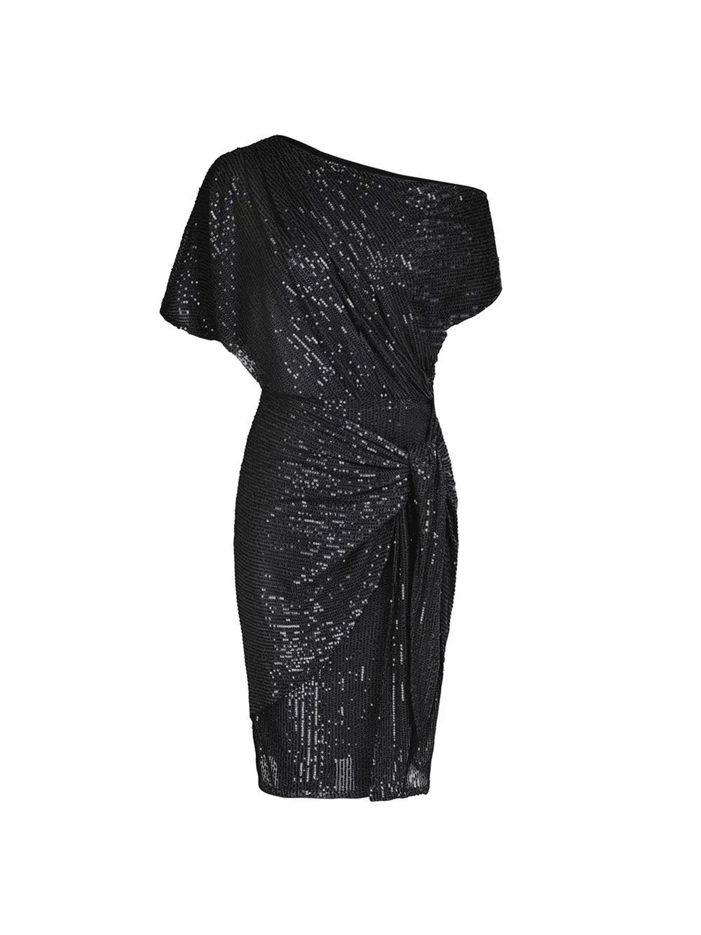 Elegant Sequined Asymmetrical Off-the-shoulder Mini Dress
