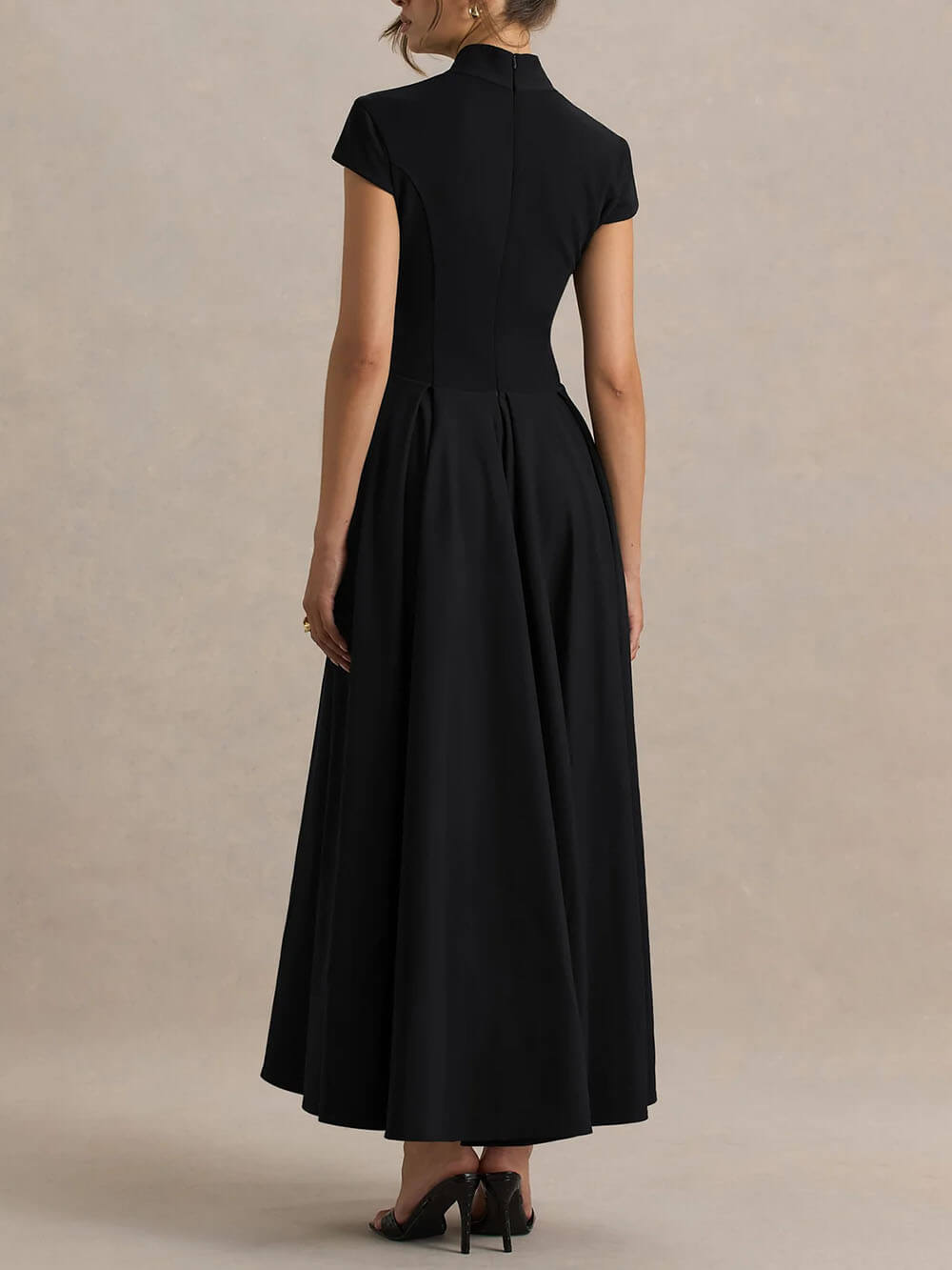Elegant Asymmetrical Neckline Maxi Dress