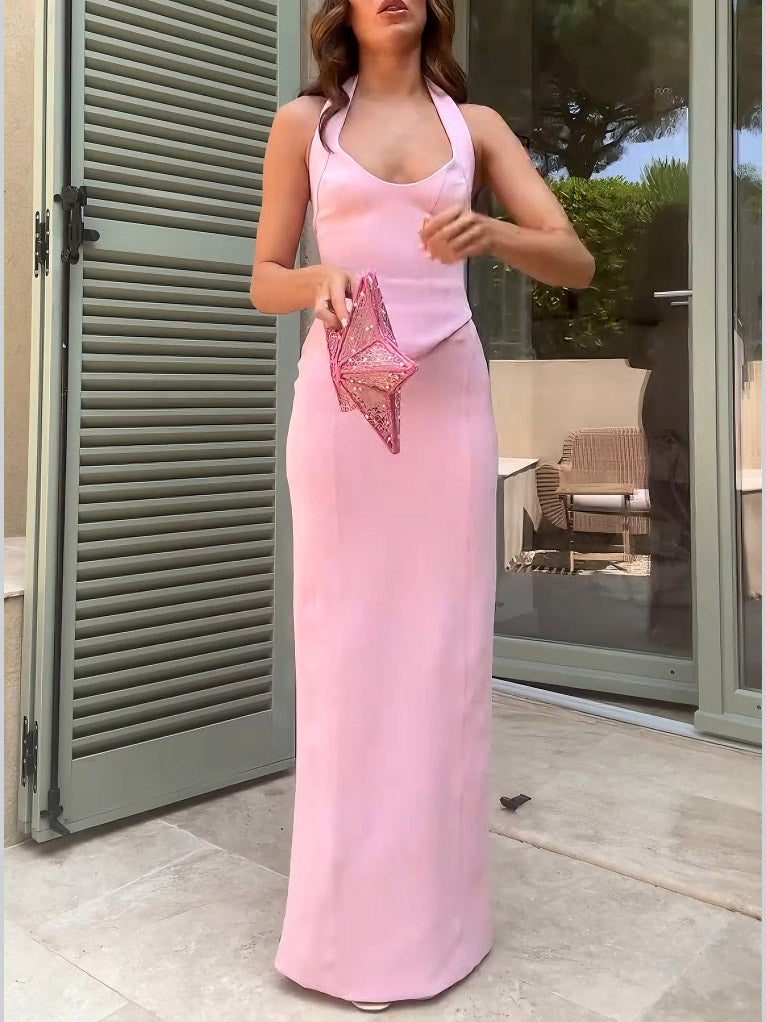 Elegant Halter Top Slim Fit Long Skirt Two-Piece Set