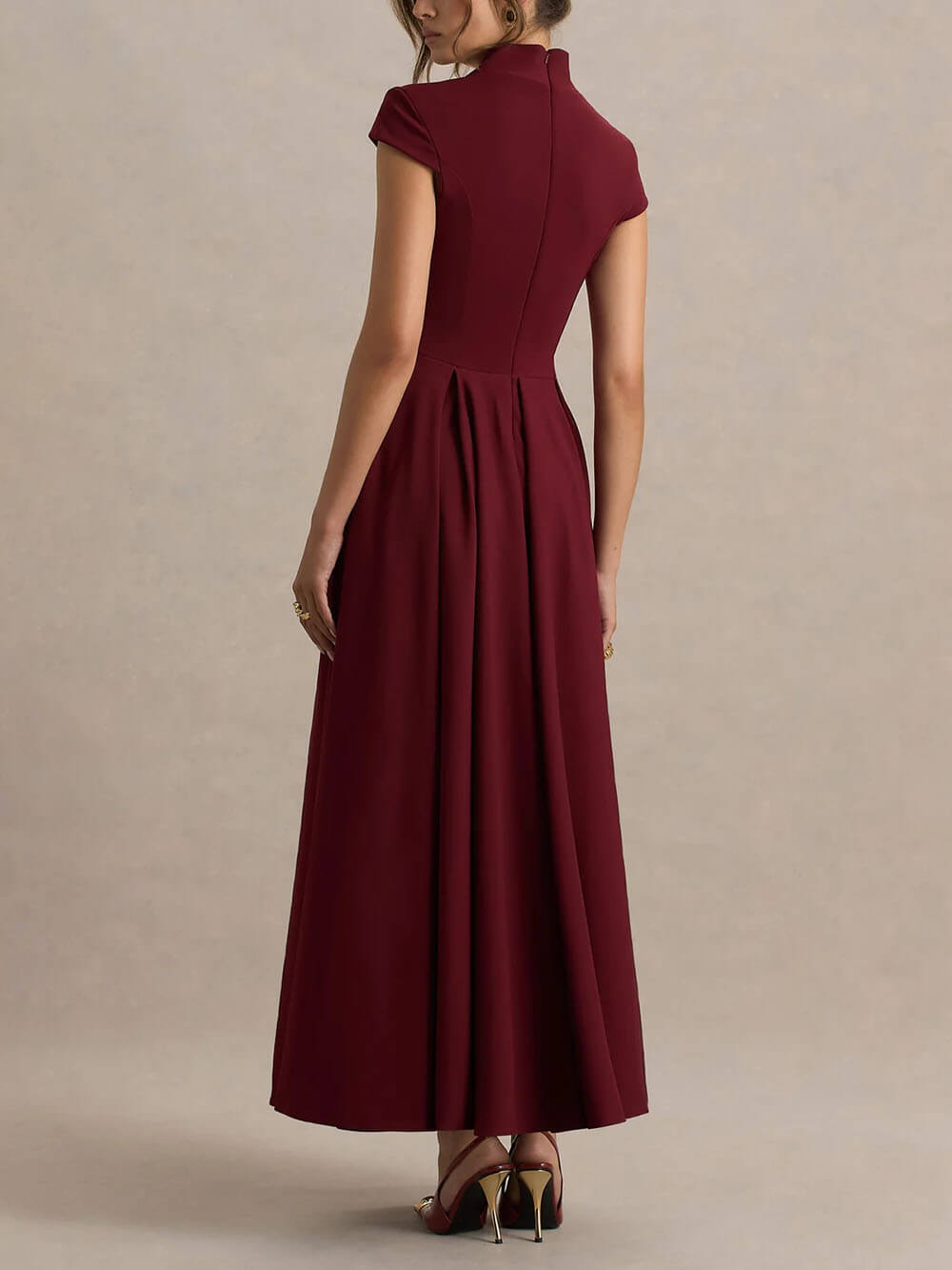 Elegant Asymmetrical Neckline Maxi Dress