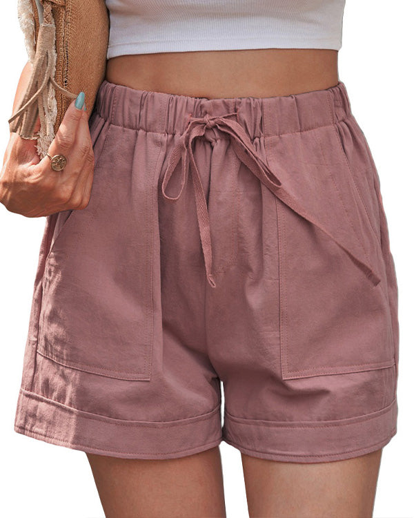 DRAWSTRING HIGH RISE SHORTS(9 COLORS)