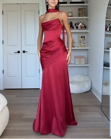 Sexy Sleeveless Cold-Shoulder Tube Top Maxi Dress