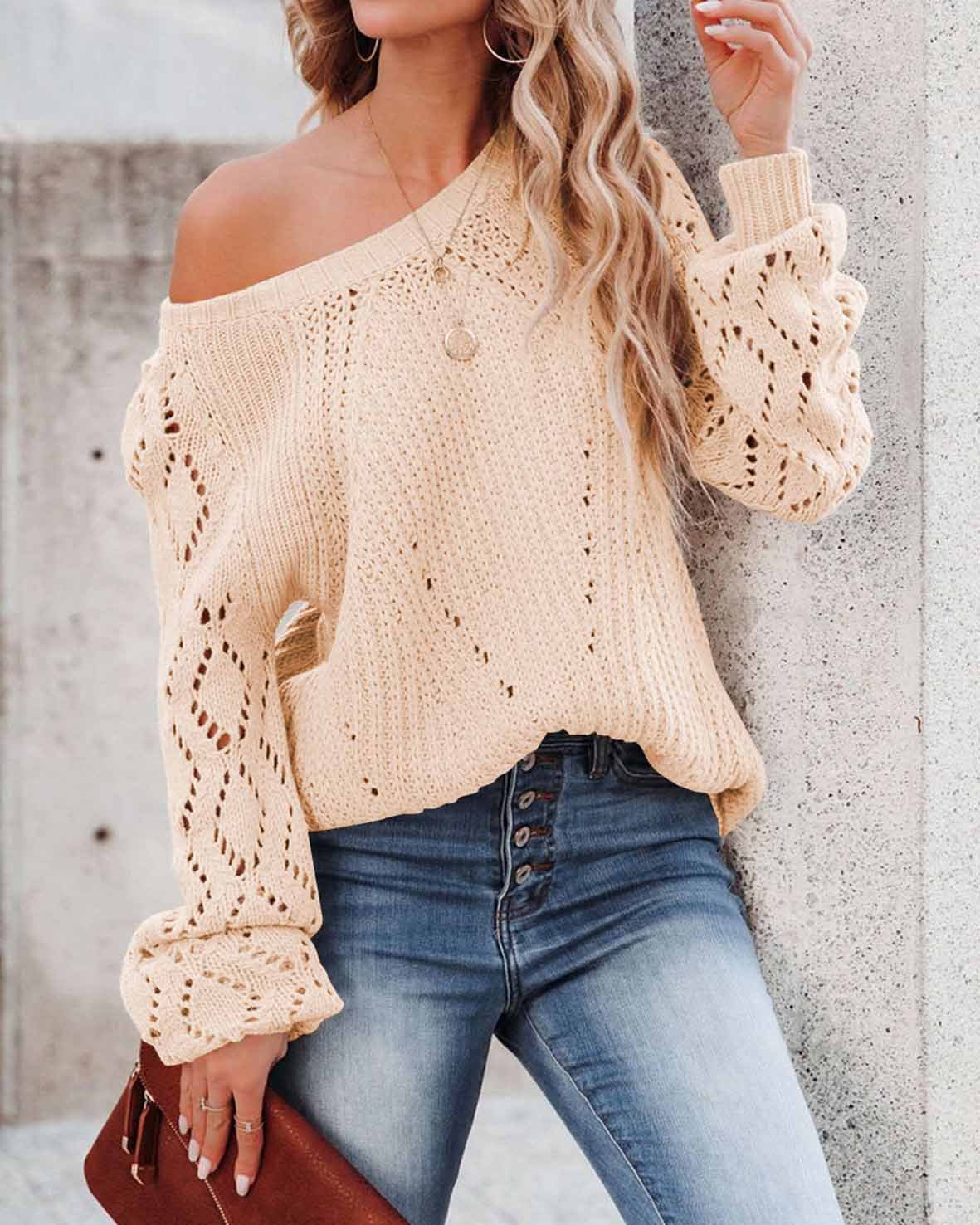 CREW NECK CUTOUT KNIT TOP(7 COLORS)