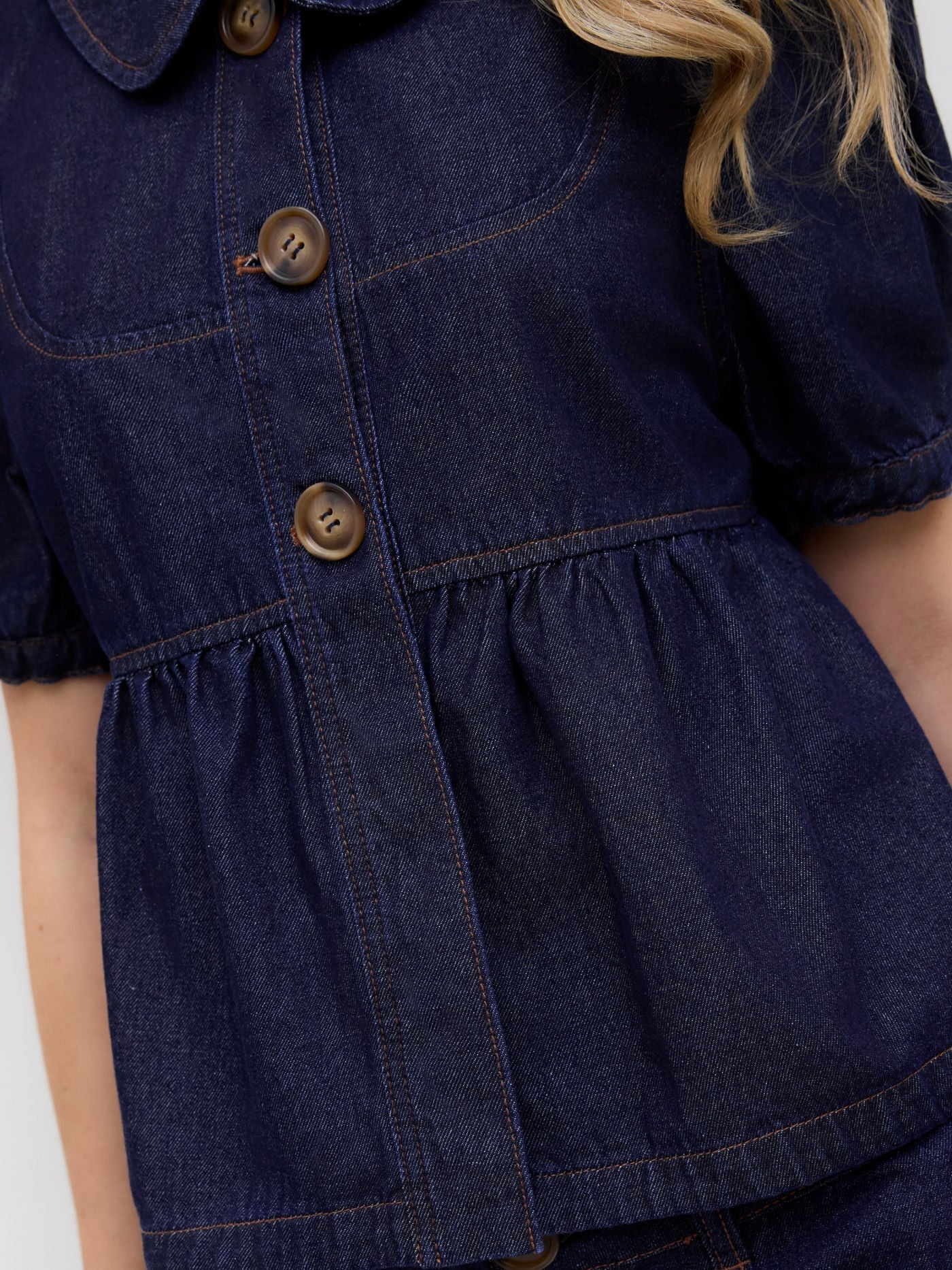 Denim Top & Shorts Set