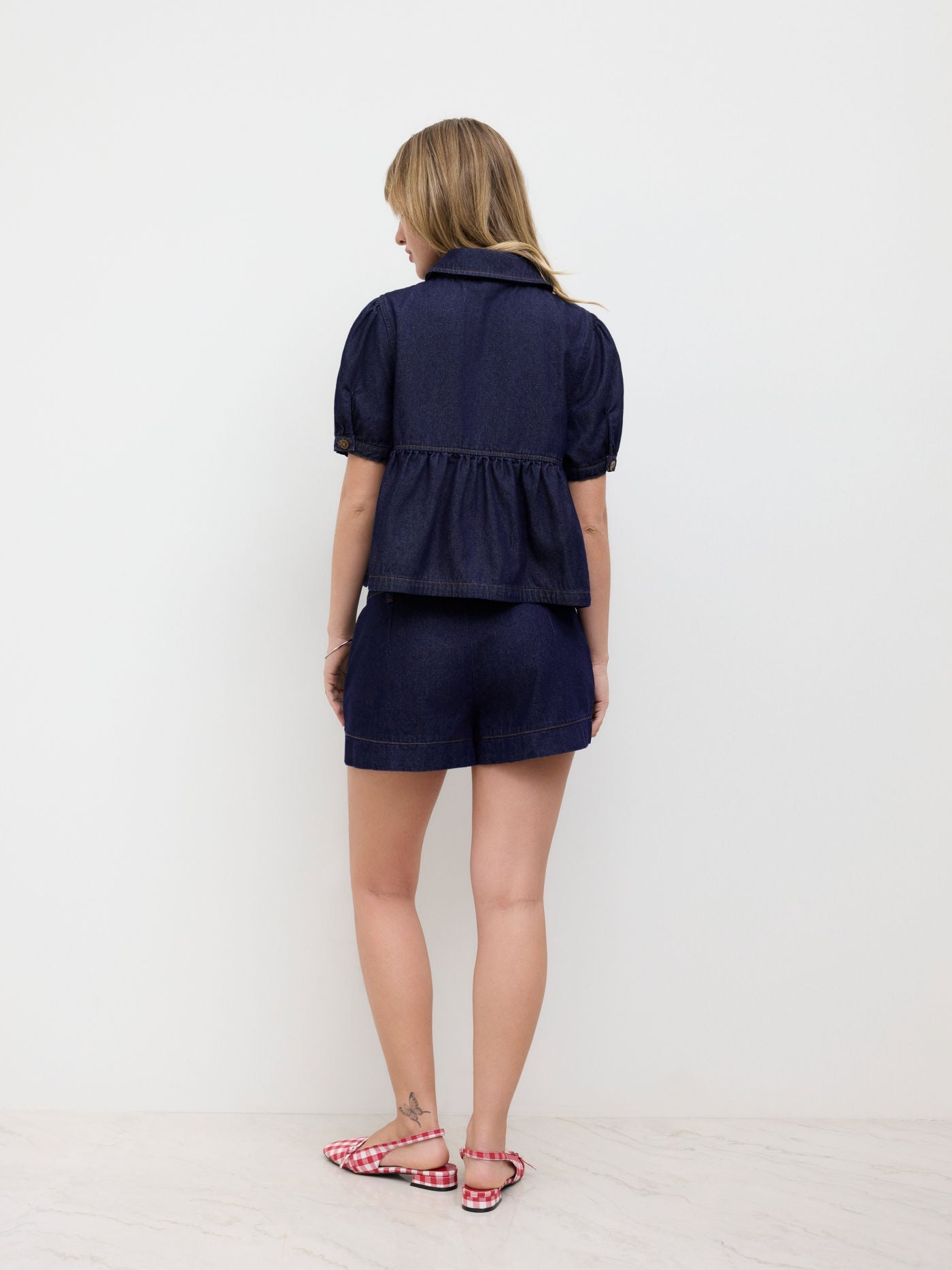 Denim Top & Shorts Set