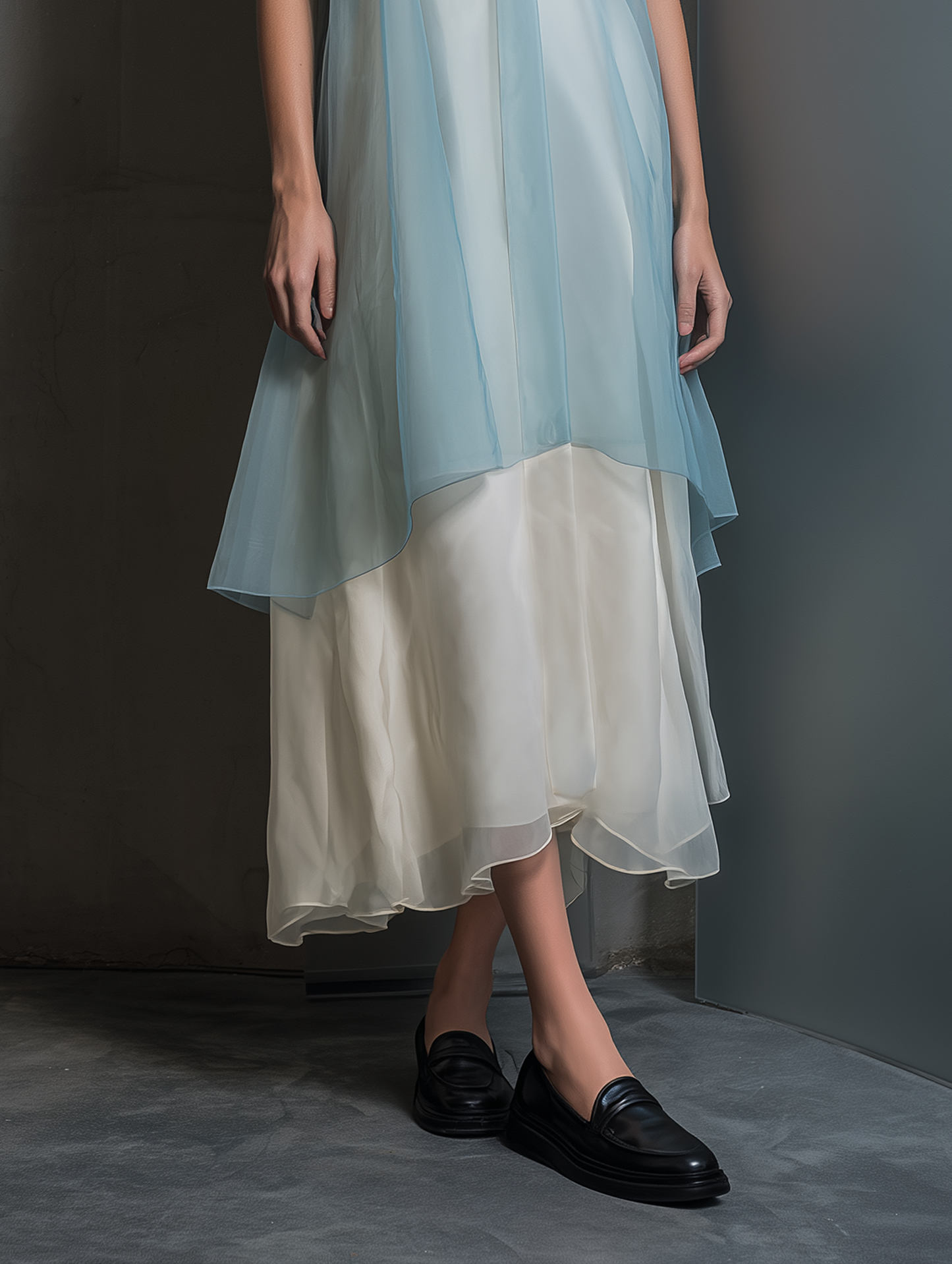 Women's Minimalist Multi-Layer Strappy Midi Dress