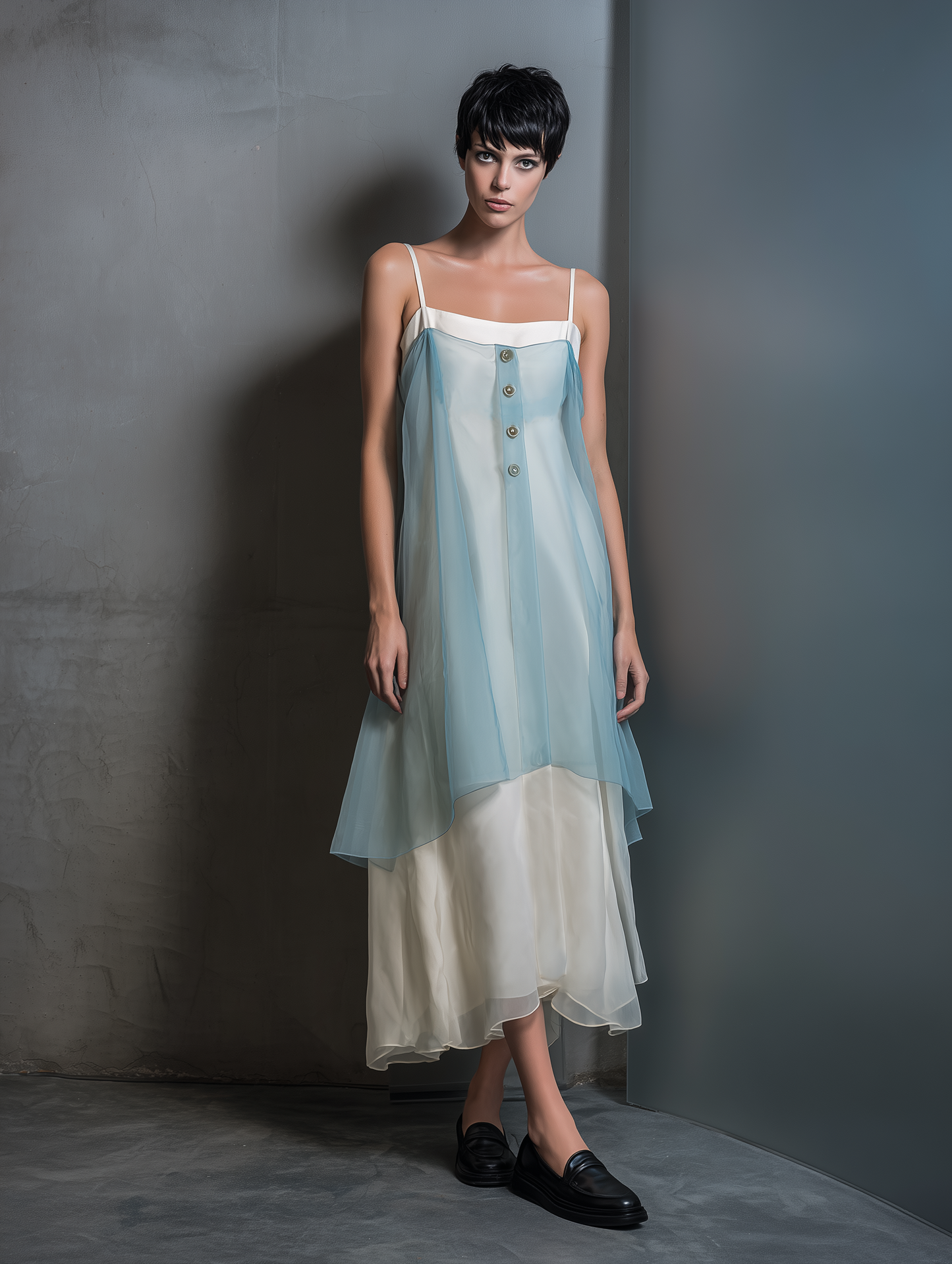 Women's Minimalist Multi-Layer Strappy Midi Dress