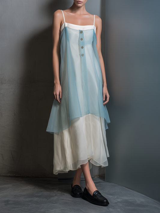 Women's Minimalist Multi-Layer Strappy Midi Dress