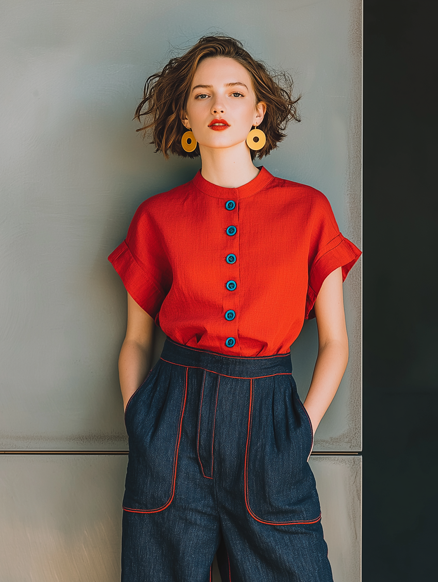 Women's Minimalist Linen-Blend Short-Sleeve Shirt & Cropped Jeans Set