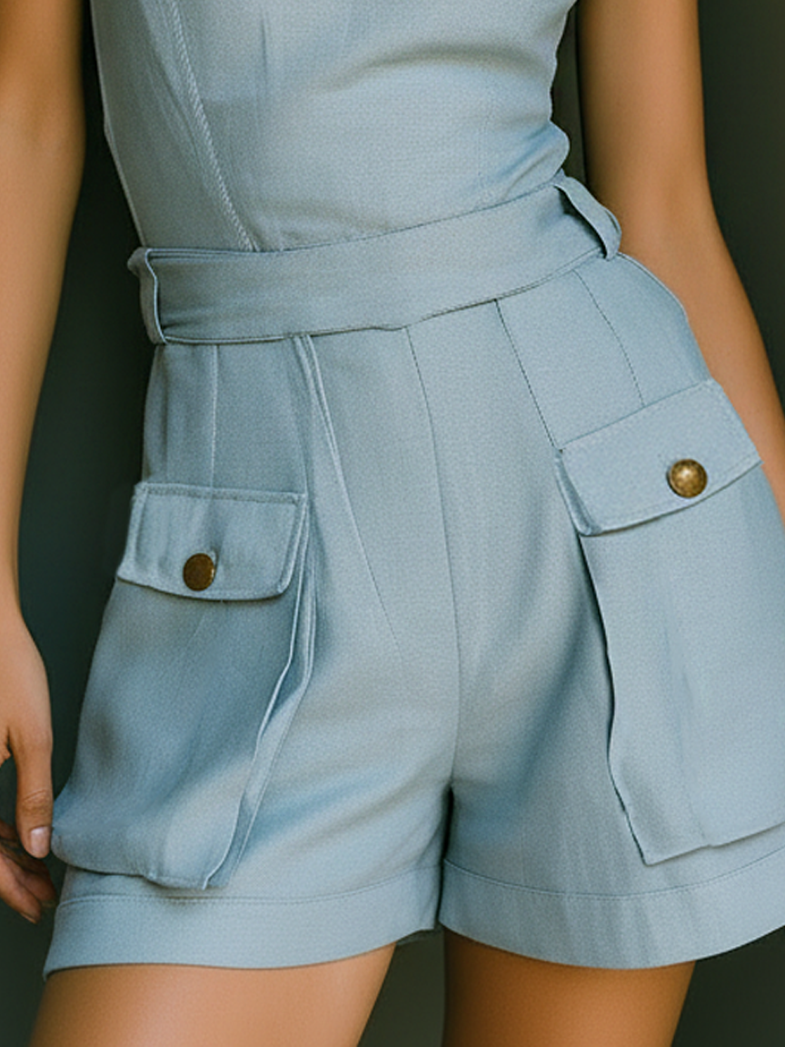Women's Minimalist Strappy Cargo Romper