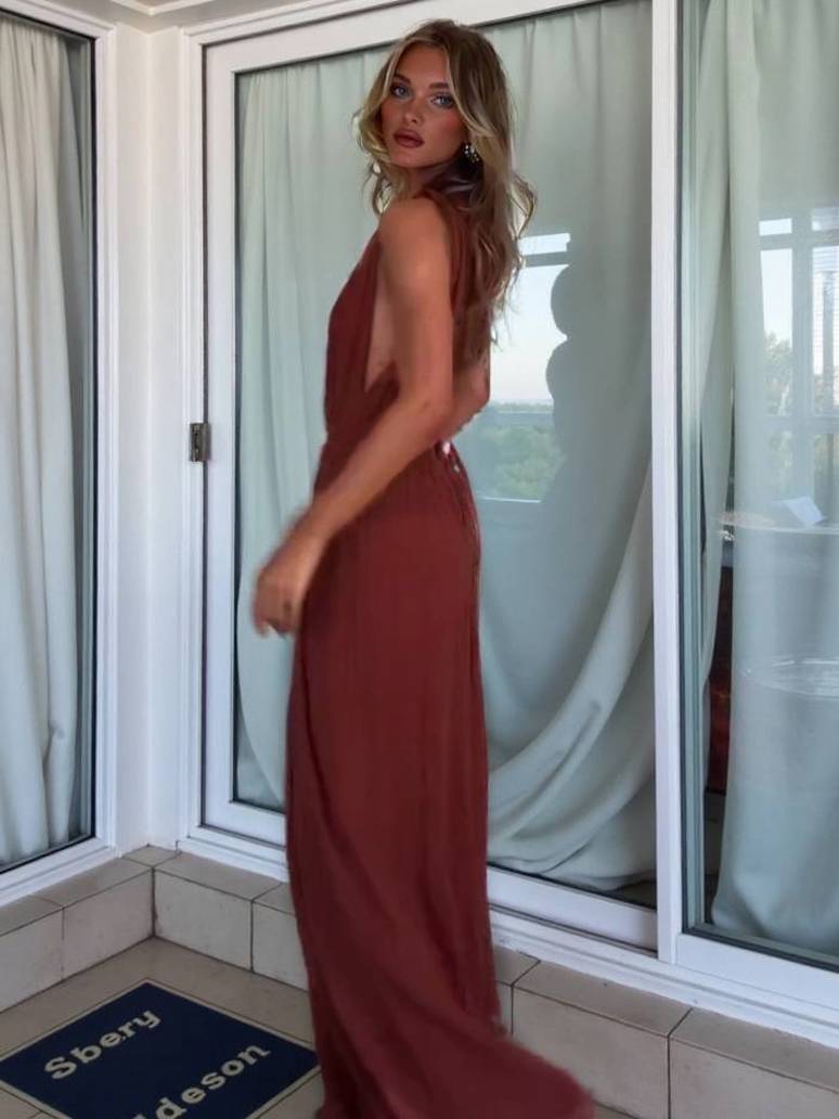 Vacation Style V-neck Lace-up Jumpsuit