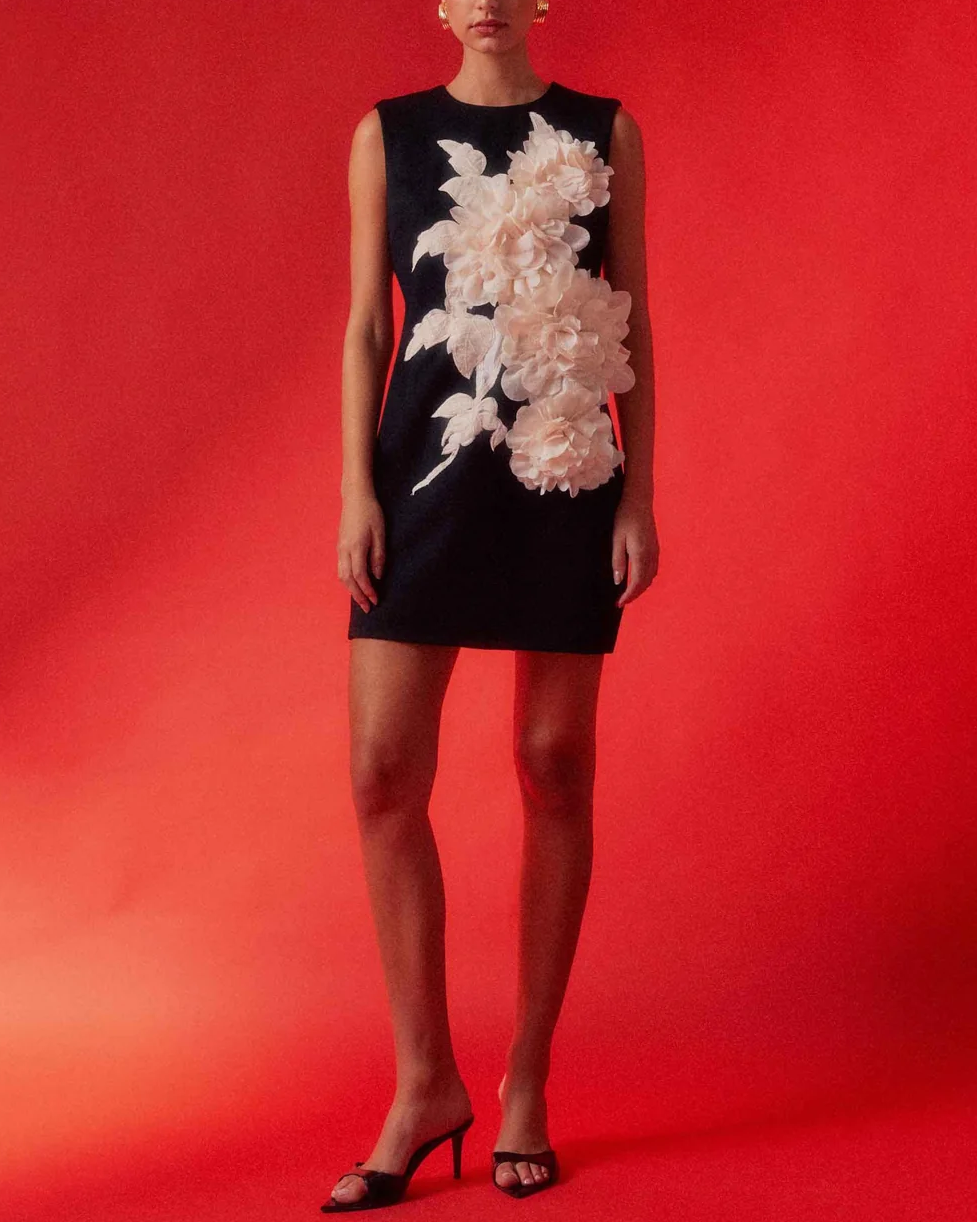 Sexy Sleeveless Large Flower Elegant Mini Dress