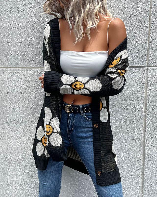 FLORAL KNITTED CARDIGAN