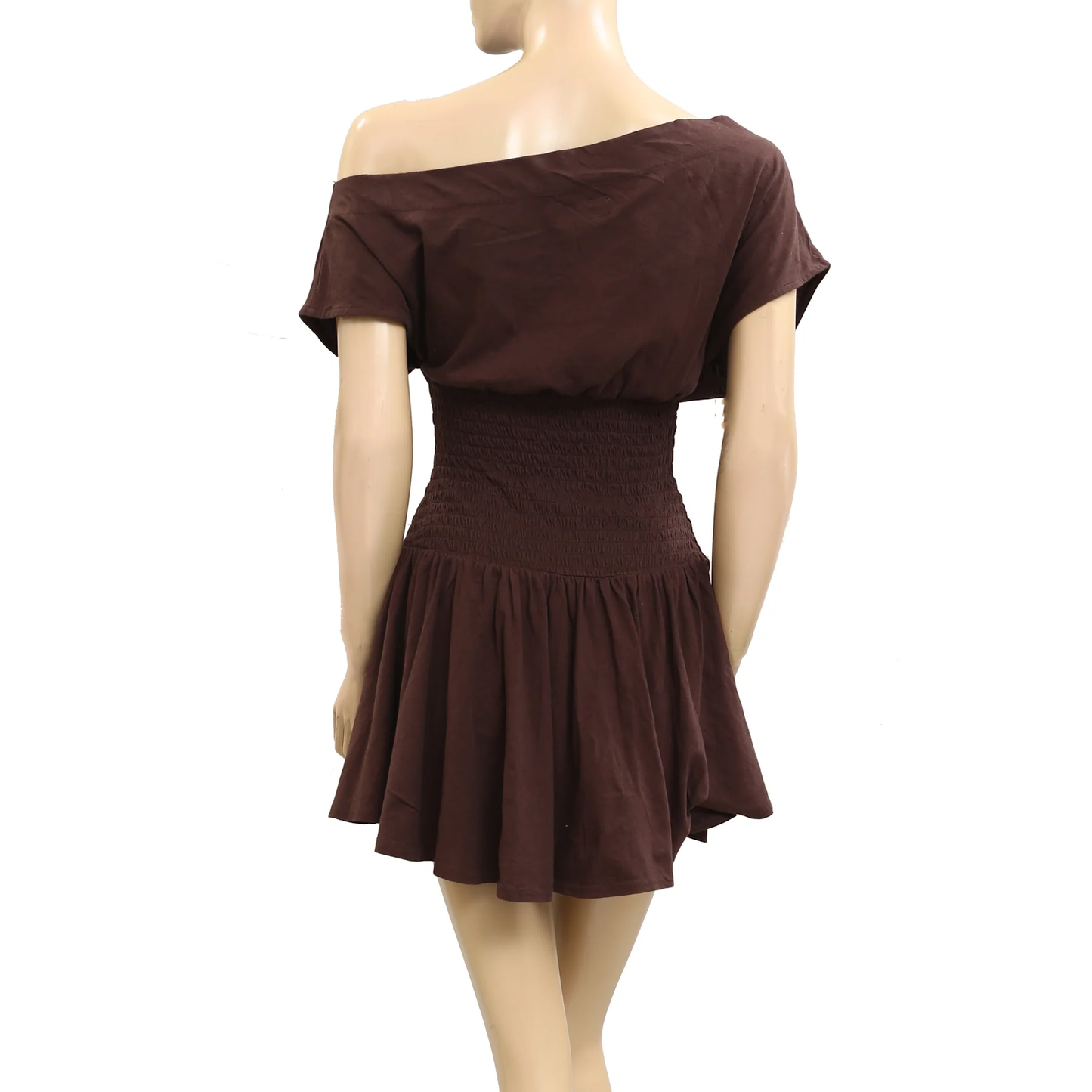 Mocha Breeze Off-Shoulder Dress