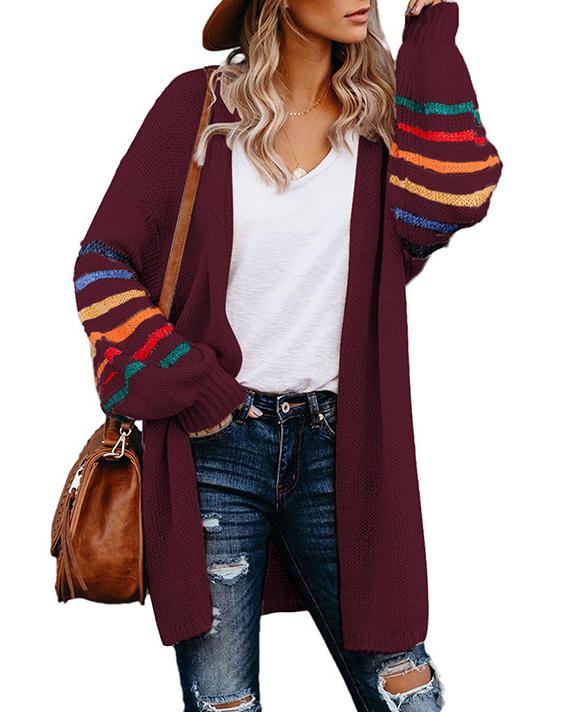 STRIPED KNIT CARDIGAN（8 COLORS)）