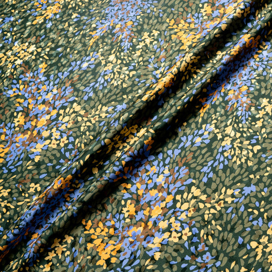 Khaki, Yellow & Blue Printed Pure Silk Jacquard
