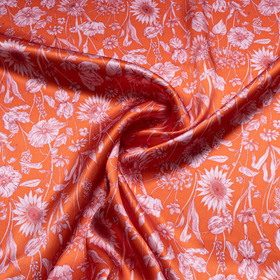 Red 'Mono Muse' Liberty Pure Silk Satin