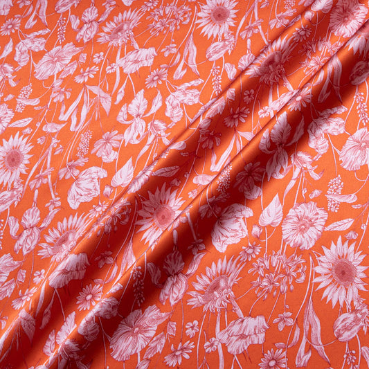 Red 'Mono Muse' Liberty Pure Silk Satin