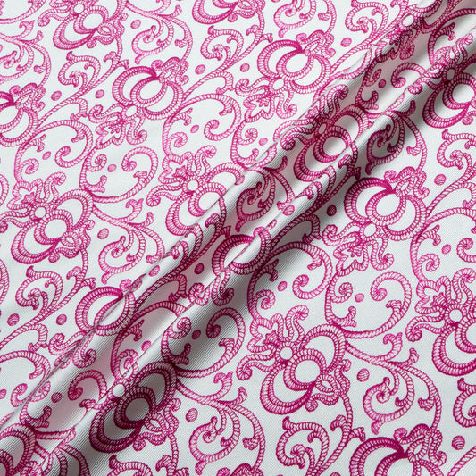 Fuchsia Pink Patterned Double Silk Twill