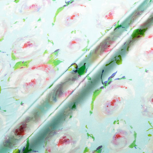 Pastel 'Watercolour' Floral Printed Double Silk Twill