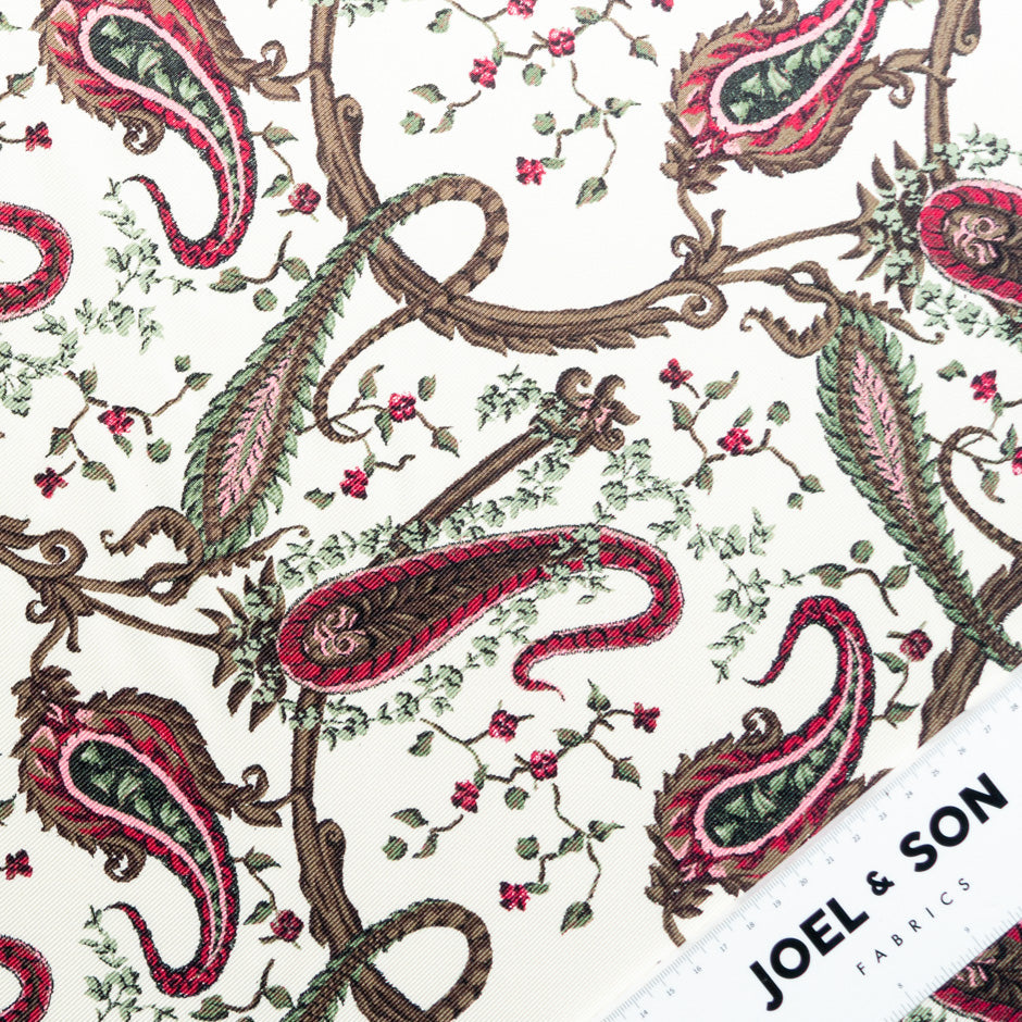 Paisley Printed Off-White Double Silk Twill