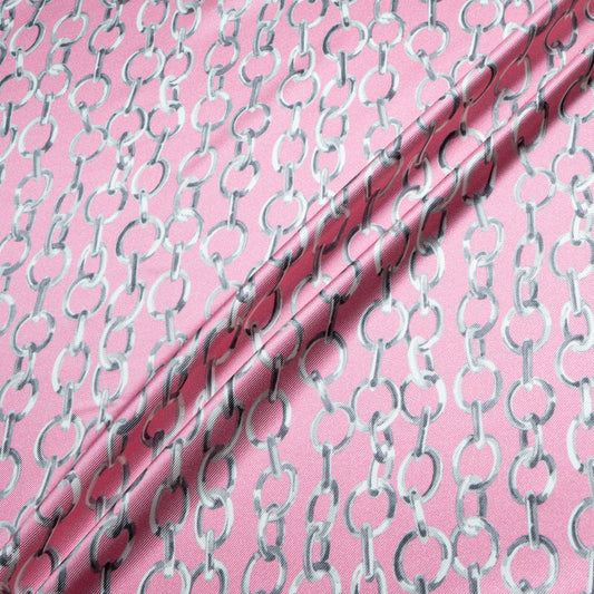 Link Printed Candy Pink Double Silk Twill