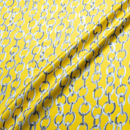 Link Printed Yellow Double Silk Twill