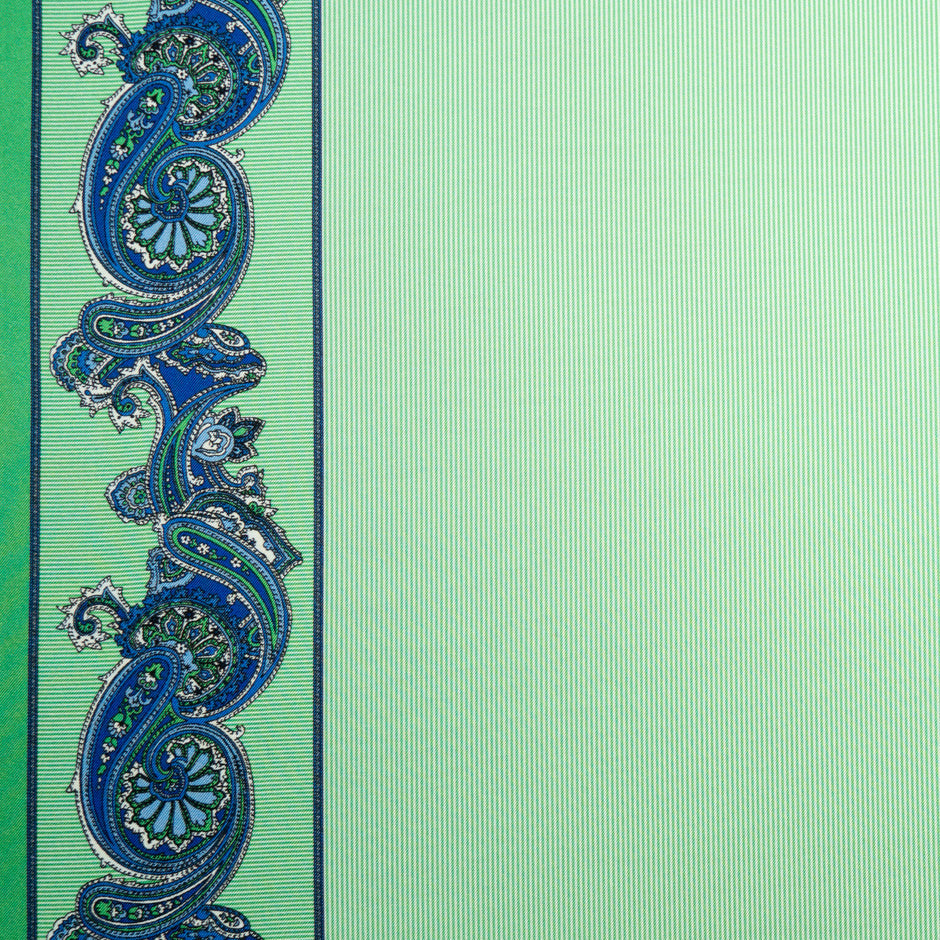 Apple Green Fine Striped Silk Twill