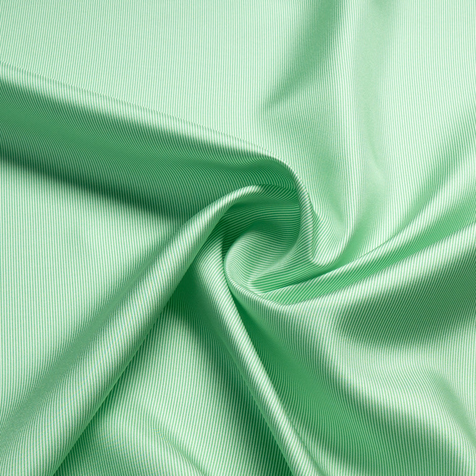 Apple Green Fine Striped Silk Twill