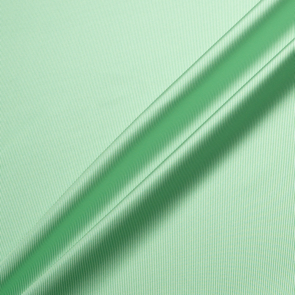 Apple Green Fine Striped Silk Twill