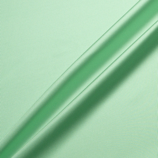 Apple Green Fine Striped Silk Twill