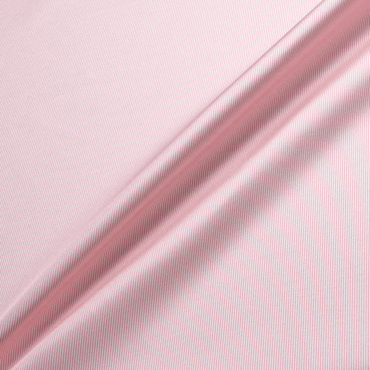 Baby Pink Fine Striped Silk Twill