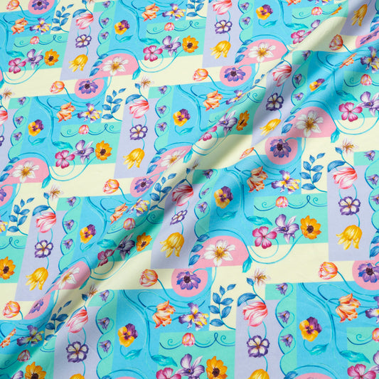 Multi Floral & Patchwork Printed Pure Cotton