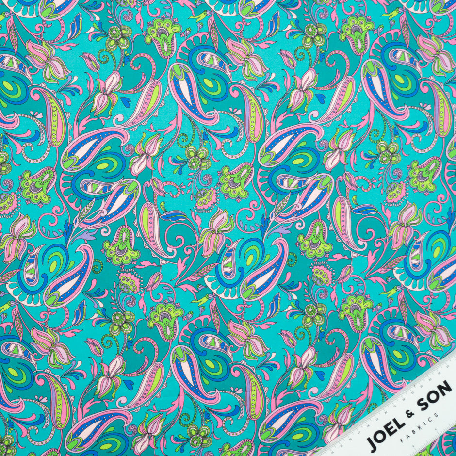 Paisley Printed Teal Pure Cotton
