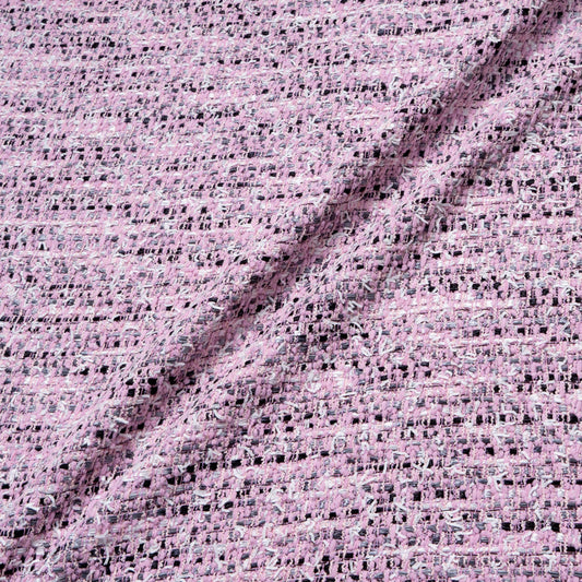 Candy Pink & Black Cotton Blend Bouclé