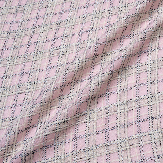 Baby Pink, Cream & Black Checkered Bouclé