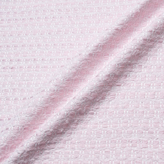 Baby Pink & White Woven Wool Blend Bouclé