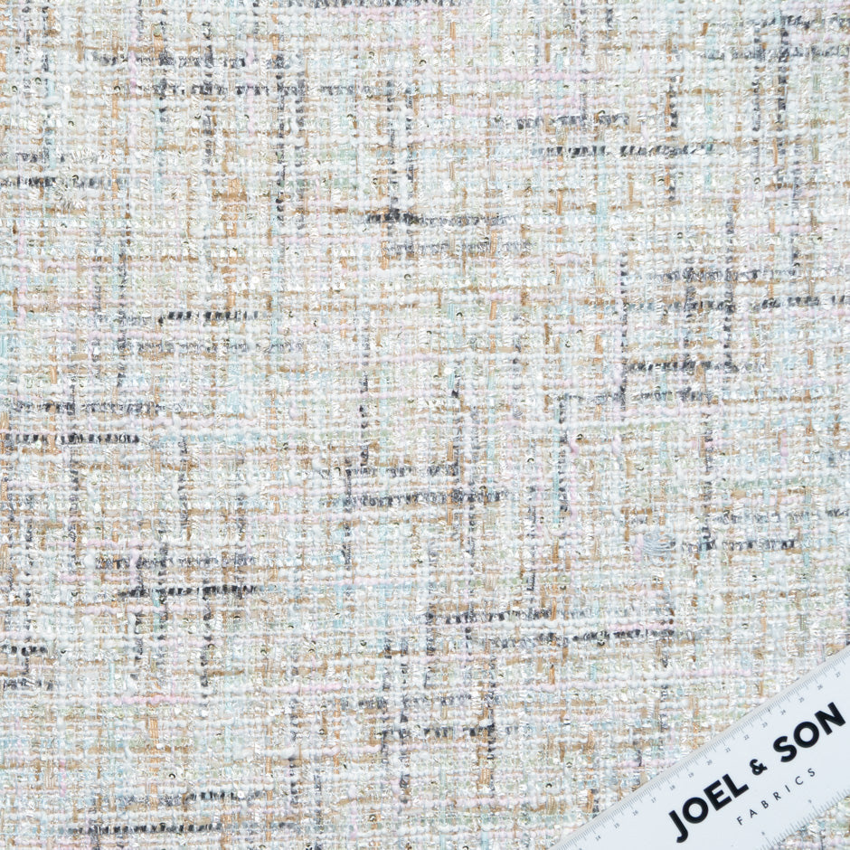 Pastel Coloured Cotton Blend Metallic Bouclé