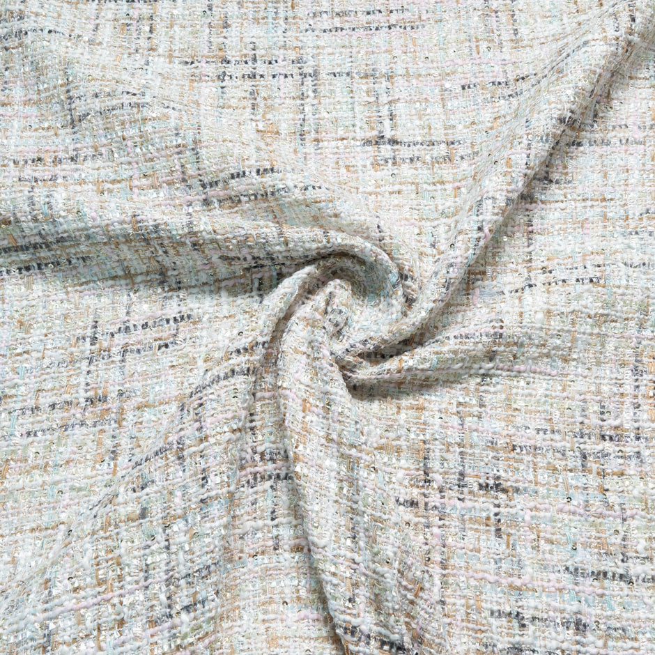 Pastel Coloured Cotton Blend Metallic Bouclé