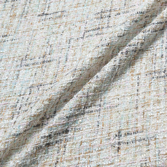 Pastel Coloured Cotton Blend Metallic Bouclé