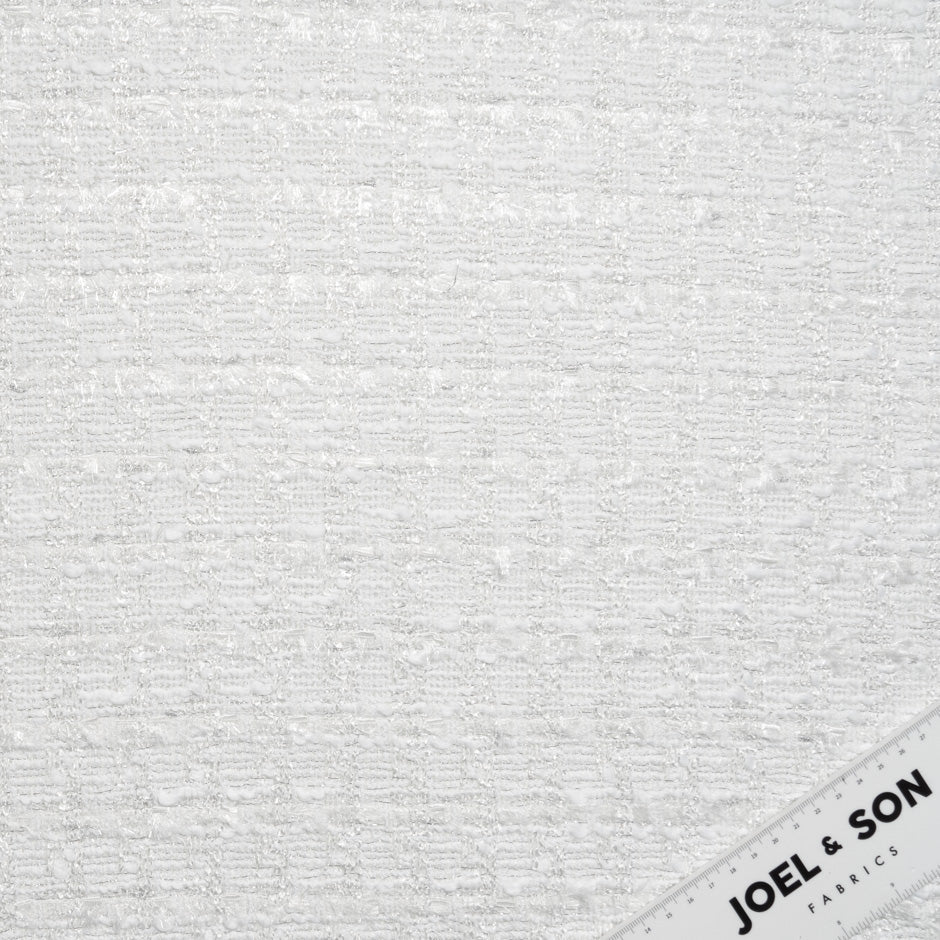 White Metallic Woven Mixed Fibre Bouclé